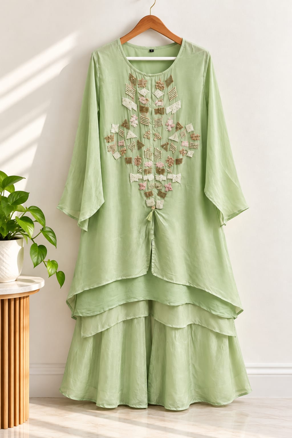 Mint Layered Kurta with Sharara
