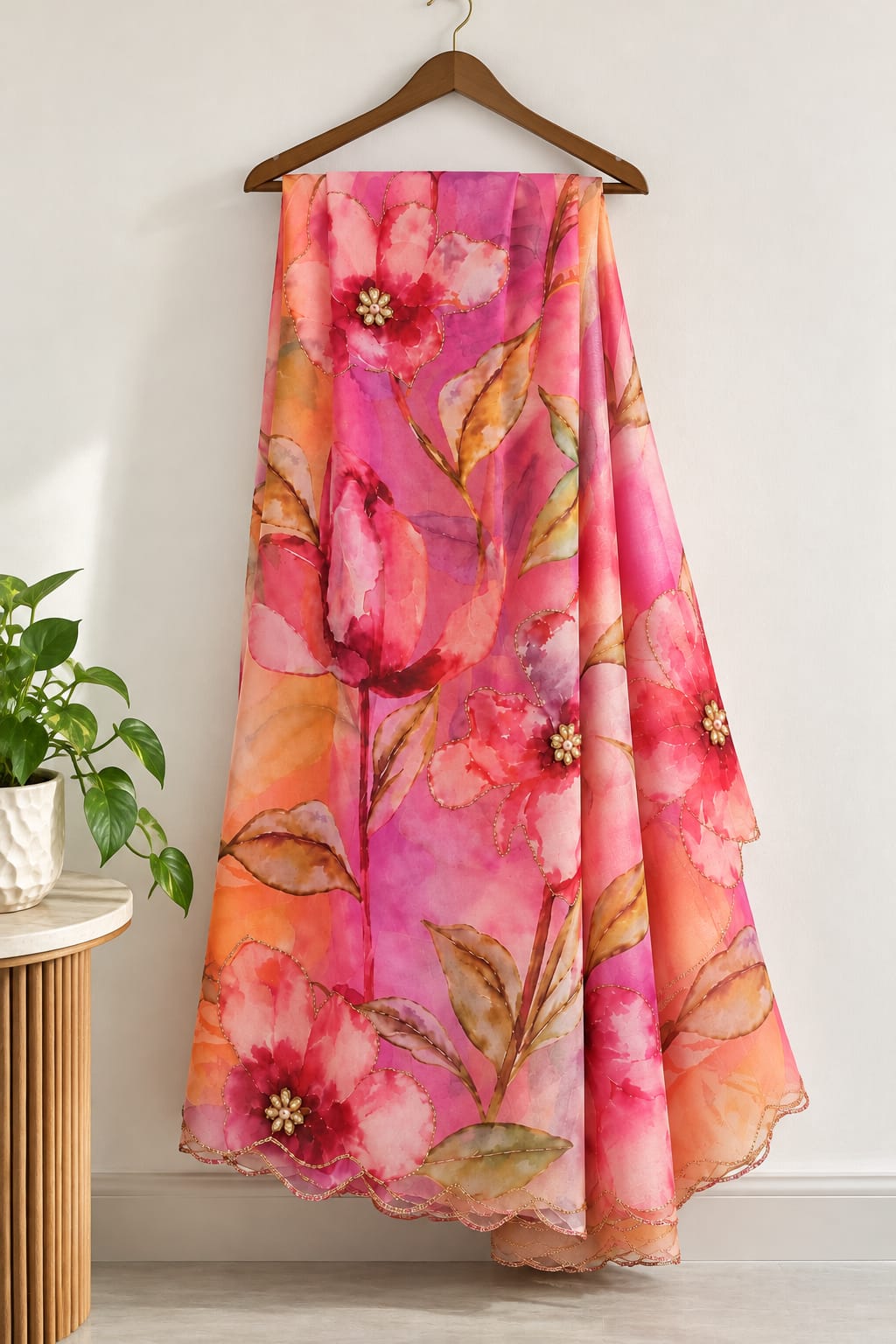 Watercolour Bloom Organza Saree